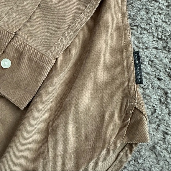 French Connection Corduroy Button Down Shirt Tan Mens Size S - Picture 11 of 13